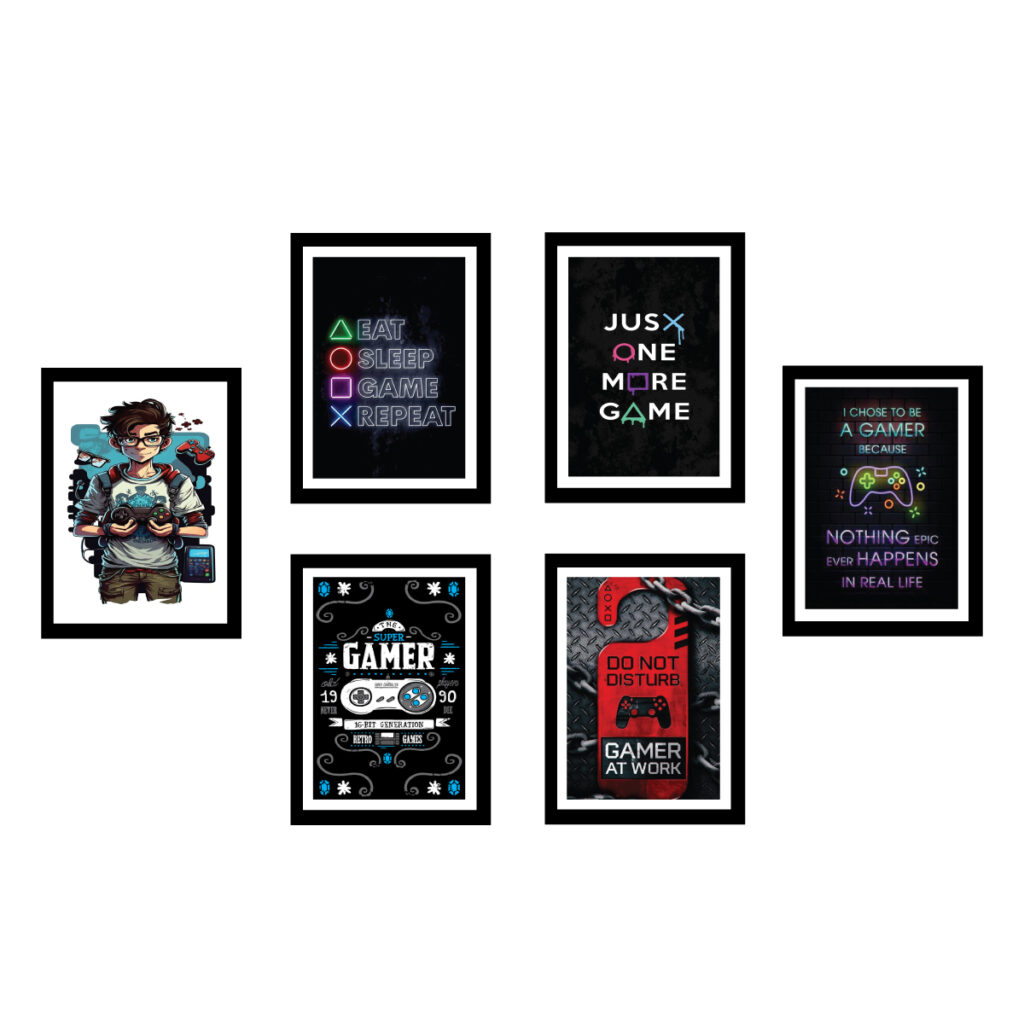Gamer Signs Frame 6 piece photo frame for gamers wall decoration - Chatga Shop