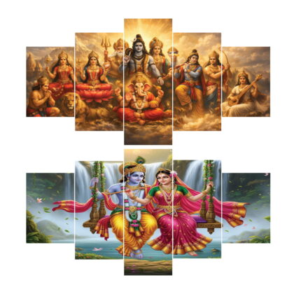 5 part split canvas for Home Decoration with Double side tap