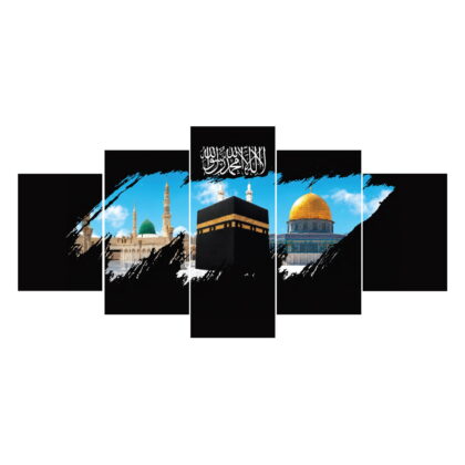 5 part canvas Makka Madina Al Aqsa 36×18 inch with double side tape