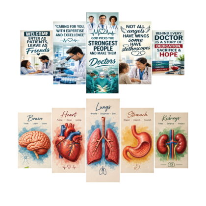 5-Panel Doctor’s Office & Medical Clinic Canvas Decor Set 36×18 inch size