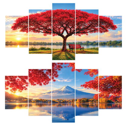 Mountain canvas and Red Tree canvas combo 36×18 inch